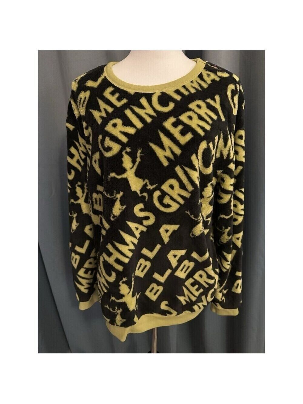 Dr Seuss The Grinch Fleece Sherpa 1 Piece Pajama Top Size XL Unisex
